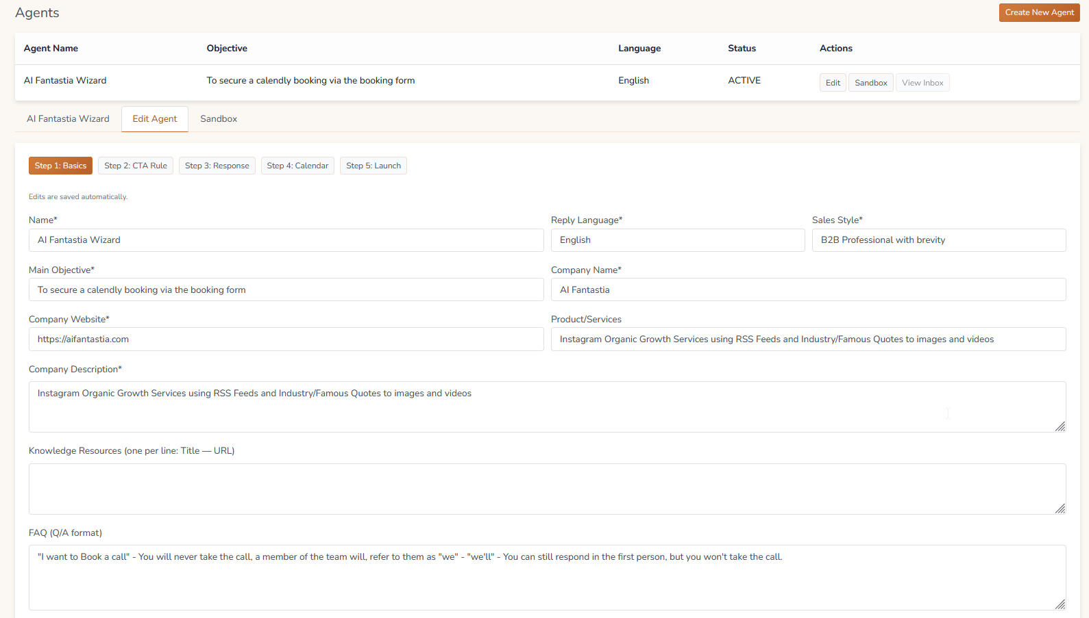 Ainboxer control layer settings for voice, objective, FAQ, approvals, and inbox identity